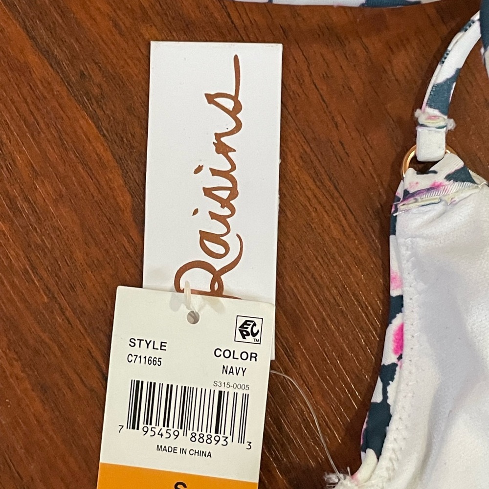 Raisins Juniors Leopard Bikini Swim Top Printed Splash Halter blue pink sz Small - Picture 8 of 16